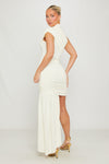 Cream High Neck Ruched Draped Mini Dress TEST 14